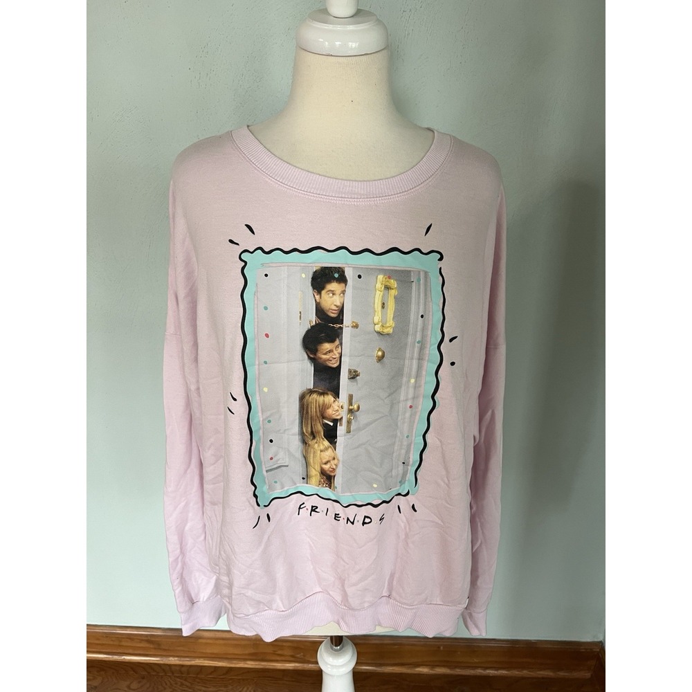 Friends TV Sweater Pullover‎ Nostalgia Crewneck Screenprint Cozycore Sz 2XL XXL